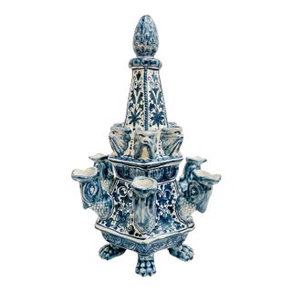 Vintage Delft Blue Tulipiere Vase For Sale