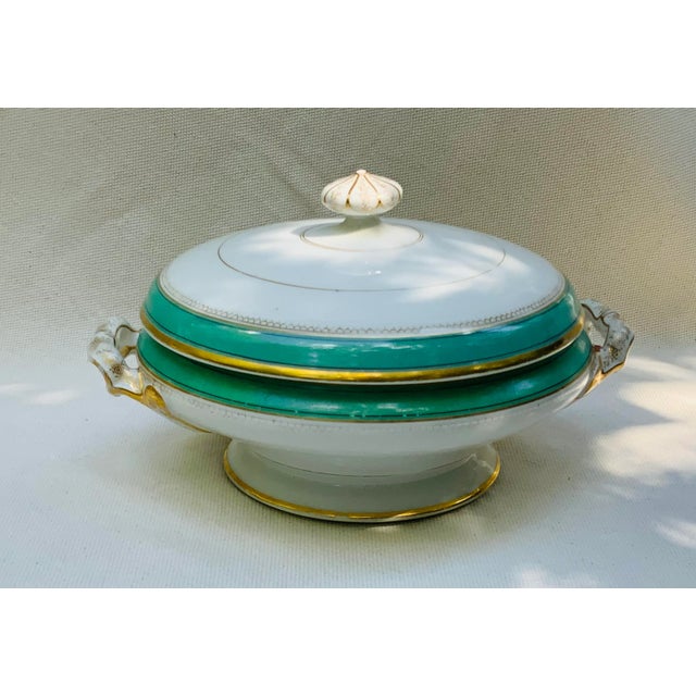 Pair of Mid 19th Century French Porcelain Tureens W/ Turquoise Trim For Sale - Image 18 of 18