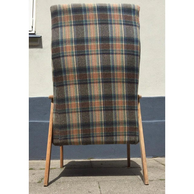 Danish Highback Checkered Wool & Oak Easy Chair from Getama, 1970s For Sale - Image 4 of 12