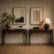 Late 20th Century Chinese Chippendale Style Faux Tortoise & Grasscloth Rattan Console Tables Pair For Sale - Image 5 of 8
