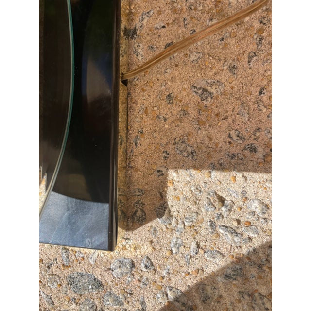 Metal Vintage Oval Beveled Mirror With Flower Table Lamps - a Pair For Sale - Image 7 of 12