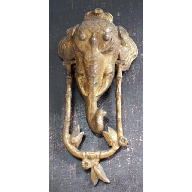 Antique Brass Elephant Door Knocker, 1900s, Set of 2 For Sale - Image 3 of 8