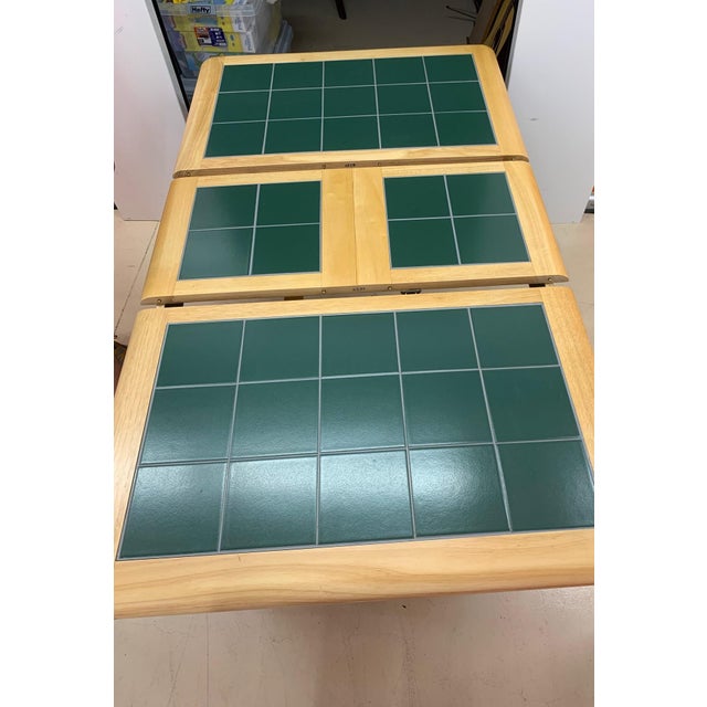 Expandable Kitchen Table in Light Wood With Hunter Green ...
