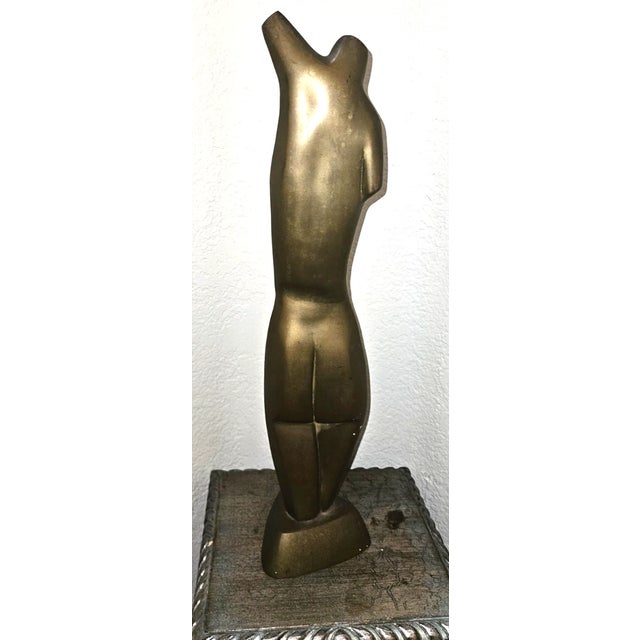 1970s Brass Nude Sculpture by Listed Artist Emiel De Block For Sale - Image 5 of 10