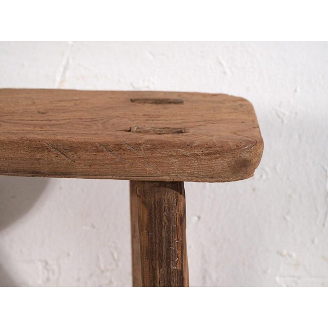 Antique Rectangular Stool in Elm, 1900s For Sale - Image 5 of 7