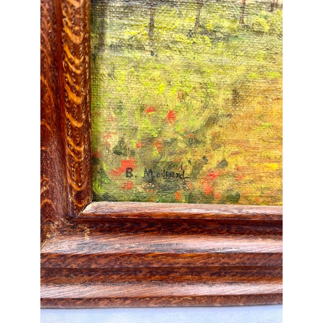 Wood Vintage Belgian Signed Landscape Oil Painting For Sale - Image 7 of 12