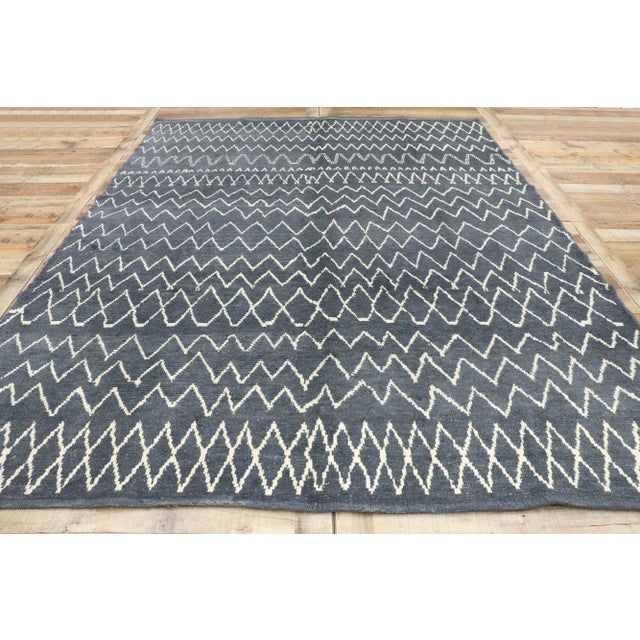 Textile Steely Blue Moroccan Area Rug - 07'08 X 09'10 For Sale - Image 7 of 9