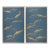 Metallic Gold Fish on Deep Blue Silk Paintings Diptych, Framed For Sale