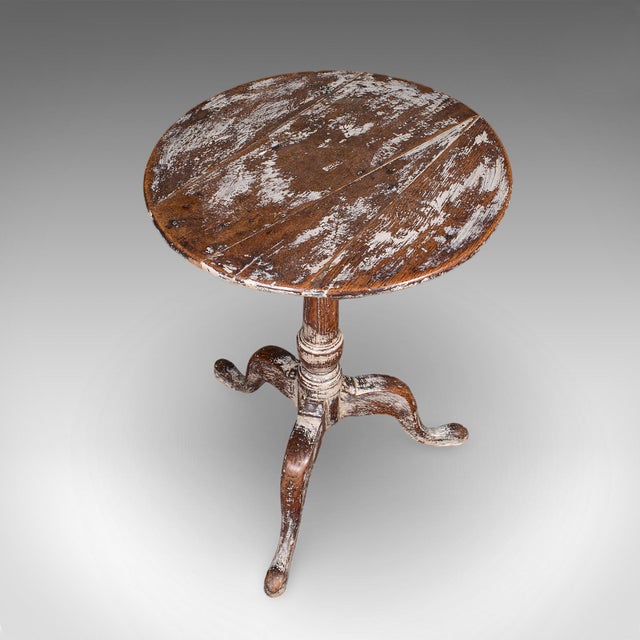 Antique Pedestal Table, Painted Oak, Side, Lamp, Planter Stand, Georgian, c.1750 For Sale - Image 6 of 9