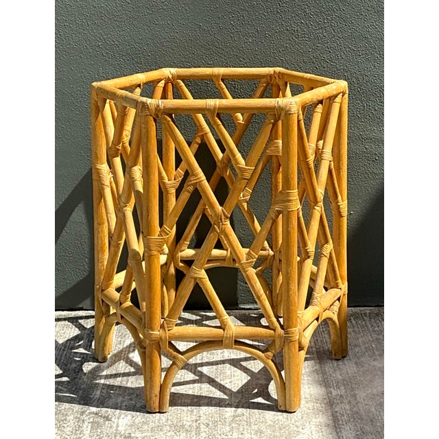 Vintage Chinese Chippendale Rattan Table Pedestal For Sale - Image 11 of 12