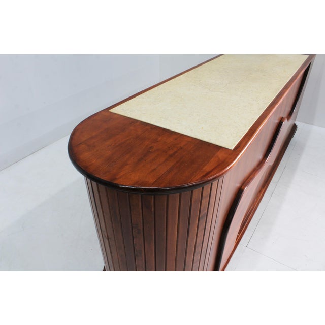Wood Vintage Shop Counter Sideboard in Marble and Wood, Italy, 1970s For Sale - Image 7 of 12