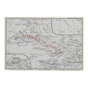 1909 Cuba and Caribbean Antique Map