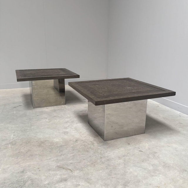 Black Brutalist Stone Coffee Tables by Peter Draenert, 1970s, Set of 2 For Sale - Image 8 of 17