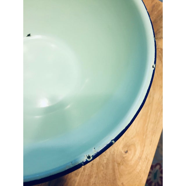 1930s Vintage Pale Teal Enamel Bowl For Sale - Image 5 of 6