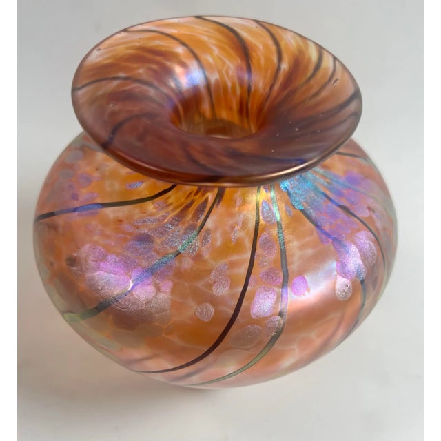 Art Nouveau Tim Lazer Art Glass Vase Signed, Dated For Sale - Image 3 of 9