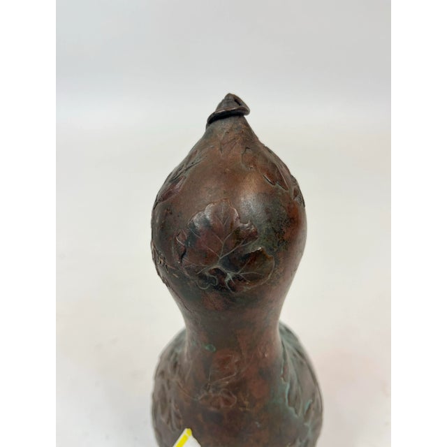 19th Century Japanese Bronze Vase in the Shape of a Gourd For Sale - Image 4 of 7