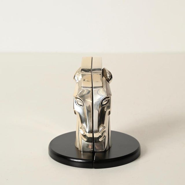 Wood Silver-Plated Horse Bookends by Pierre Cardin for Lamag, Italy, 1980s, Set of 2 For Sale - Image 7 of 16