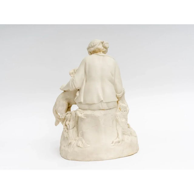 Antique Bisque Sculpture With Dogs For Sale - Image 4 of 13