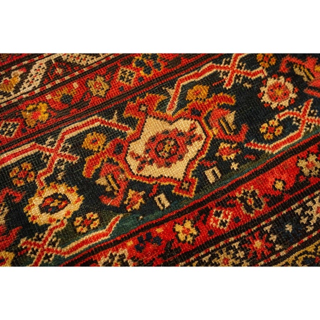 1940s Mid Century Modern Beige Field Floral 4Star Knotted Wool Persian Mahal Rug For Sale - Image 4 of 8