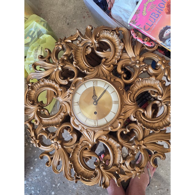 1960s Vintage MCM Hollywood Regency Welby 8 Day Wall Clock For Sale - Image 5 of 5