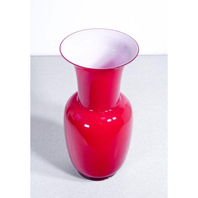 Venini Red Opaline Glass Vase from Venini, 2003 For Sale - Image 4 of 14