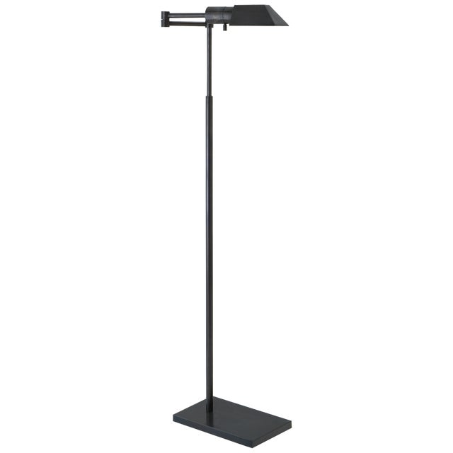 Studio Swing Arm Floor Lamp in Bronze Height: 43" - 57" Extension: 20" Base: 6" x 9" Rectangle Socket: E26 Dimmer Wattage:...