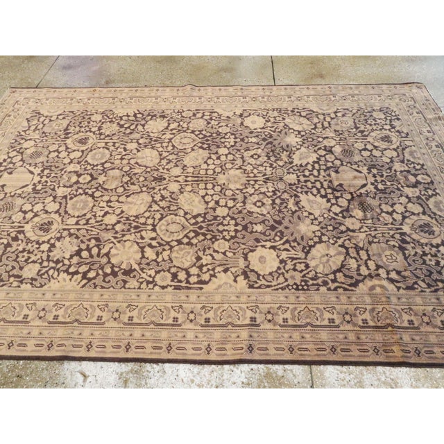 Taupe Galerie Shabab Collection Mid-20th Century Indian Lahore Carpet For Sale - Image 8 of 10