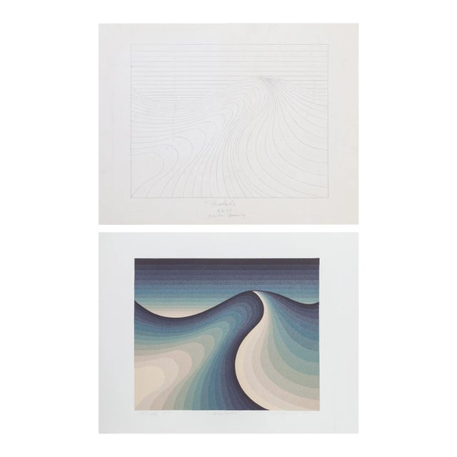 Parabolic, Roy Ahlgren Screenprint and Pencil Drawing on Paper, Both Signed in Pencil For Sale