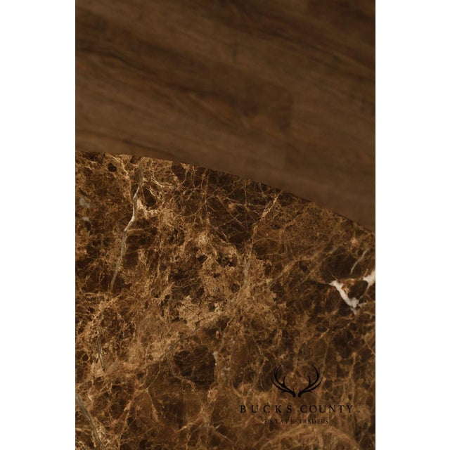Wood Drexel Neoclassical Revival Round Marble Top Pedestal Dining or Center Table With Claw Feet For Sale - Image 7 of 18