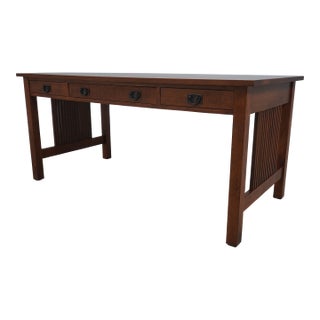 Stickley Mission Oak Spindle Side Office Desk For Sale
