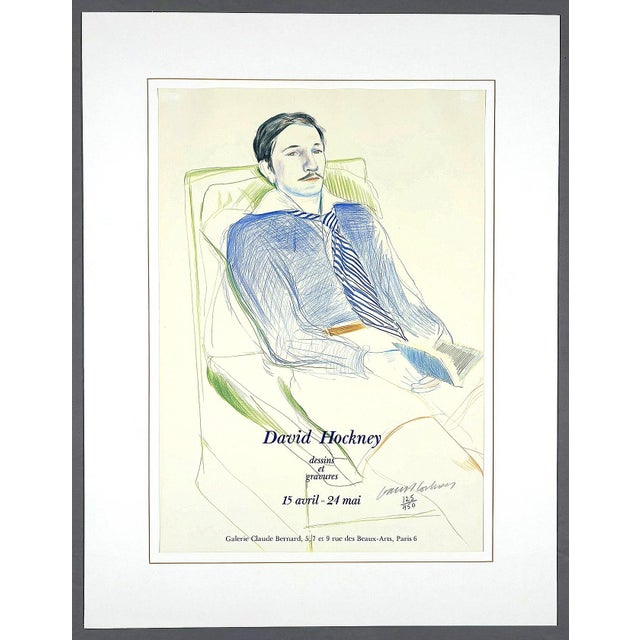 Paper Signed David Hockney Jacques De Bascher Original 1975 Limited Edition Paris Exhibition Poster For Sale - Image 7 of 7