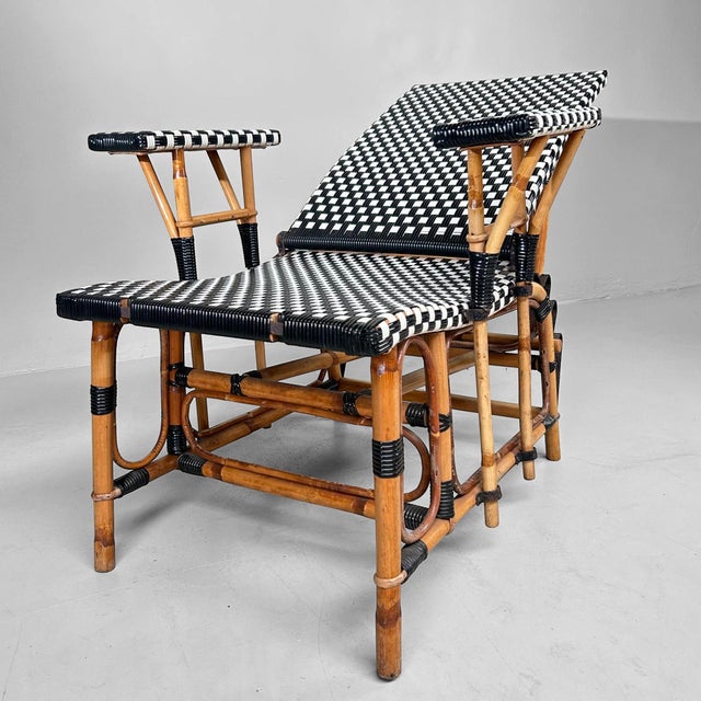 Wood Vintage Chaise Longue Set from Maison Louis Drucker, 1970s, Set of 3 For Sale - Image 7 of 18