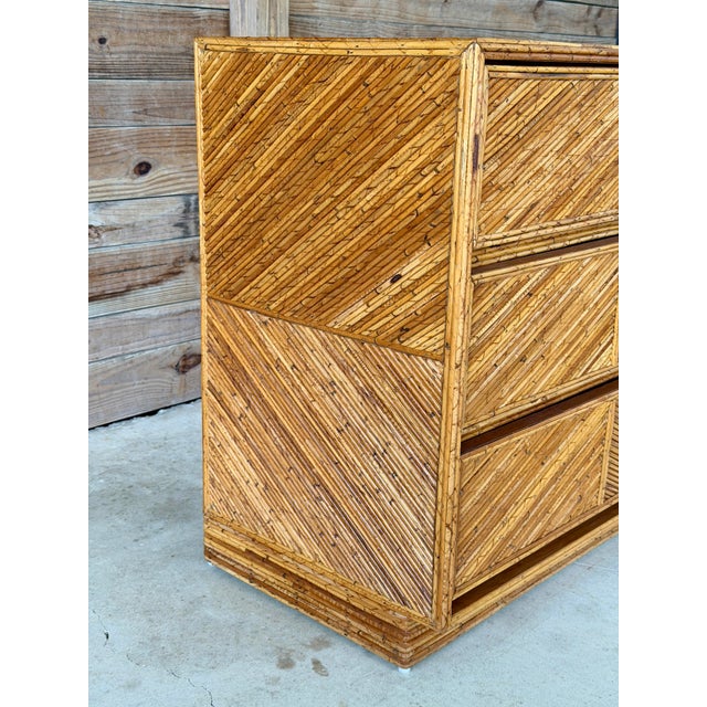 Contemporary Vintage Floating Pencil Rattan Three-Drawer Chest or Dresser For Sale - Image 3 of 12