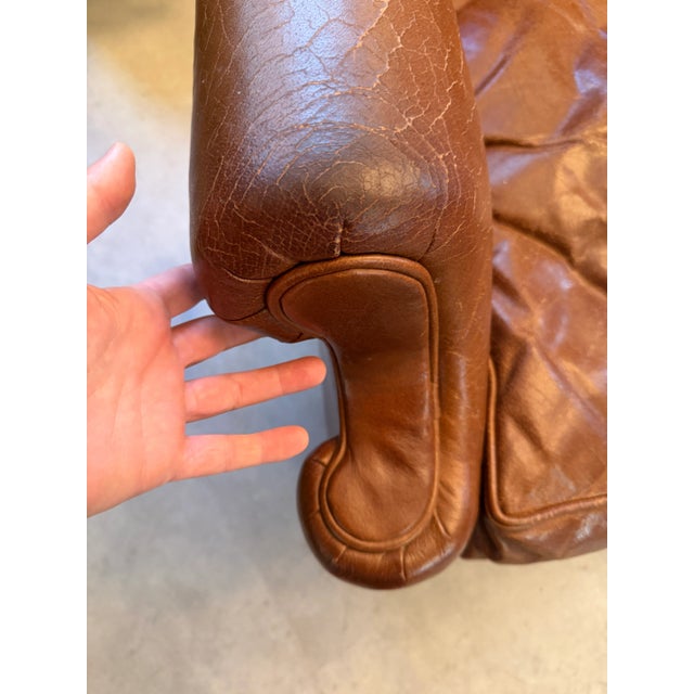 1990s William Alan for Abc Carpet and Home Traditional Brown Leather Club Chairs Tufted Club Chair For Sale - Image 5 of 12