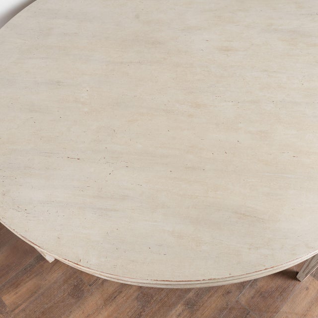 Gustavian (Swedish) Large Round White Swedish Gustavian Style Dining Table, Reproduction For Sale - Image 3 of 15