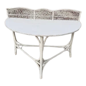 1930s Half Round Vintage Wicker Console Table
