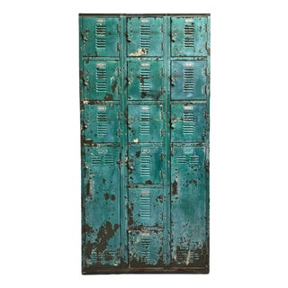 Vintage Industrial Iron Locker Storage Cabinet For Sale
