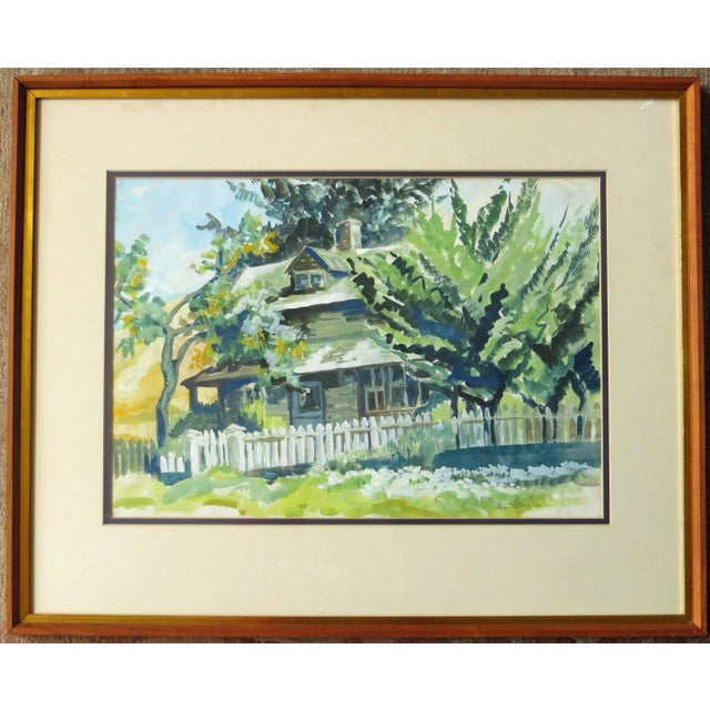 Paper Ruth Armer San Francisco Bay Area Modernist Landscape Painting For Sale - Image 7 of 7