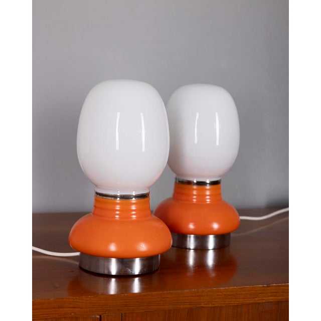 Mid-Century Modern Vintage Italian Glass Table Lamps, 1970s, Set of 2 For Sale - Image 3 of 10