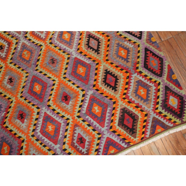 Mid 20th Century Vintage Zabihi Collection Bright Dazzling Bohemian Turkish Kilim - 6' x 8'6" For Sale - Image 5 of 9
