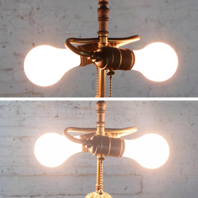 Early to Mid-20th Century Neoclassical Table Lamp Brass and Marble Urn Shaped Base Black Tapered Shade For Sale - Image 11 of 18
