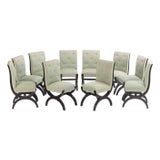 A Set of 10 Art Deco Style Dining Chairs C. 1990 For Sale