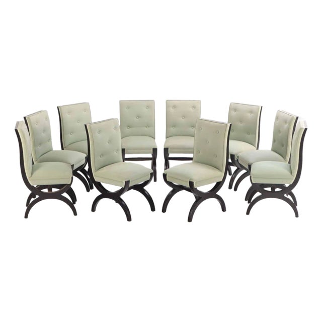 A Set of 10 Art Deco Style Dining Chairs C. 1990 For Sale