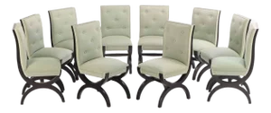 A Set of 10 Art Deco Style Dining Chairs C. 1990