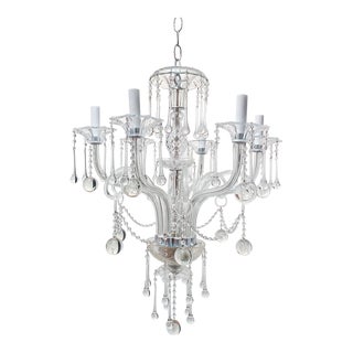 Vintage Venetian Crystal Chandelier With Teardrop Crystals For Sale