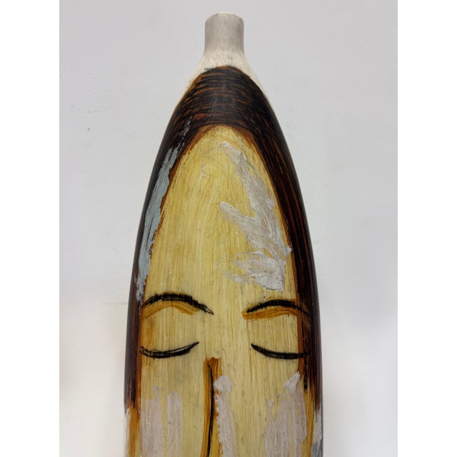 Abstract Huge Mexican Artist Yuri Zatarain Face Vase Painted on Both Sides, Oleo Series For Sale - Image 3 of 13