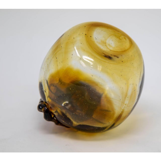 Amber Glass Apple Murano Blown Art Glass Paperweight Sculpture For Sale In Palm Springs - Image 6 of 10