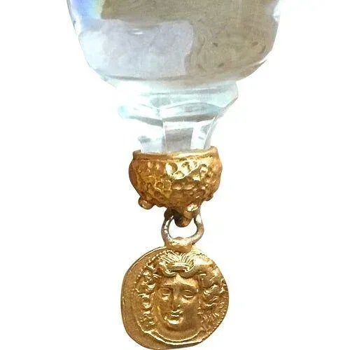 Vintage Ram's Head Gilt Brass & Glass Vase For Sale In Atlanta - Image 6 of 6