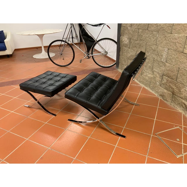 Set of Barcelona Lounge Chair and Ottoman by Ludwig Mies van der Rohe for Knoll Inc. / Knoll International, 2011 For Sale - Image 7 of 11