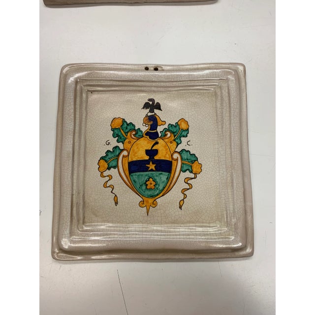 Italian 2007 Italian Tiles With Painted Badges - Set of 3 For Sale - Image 3 of 12